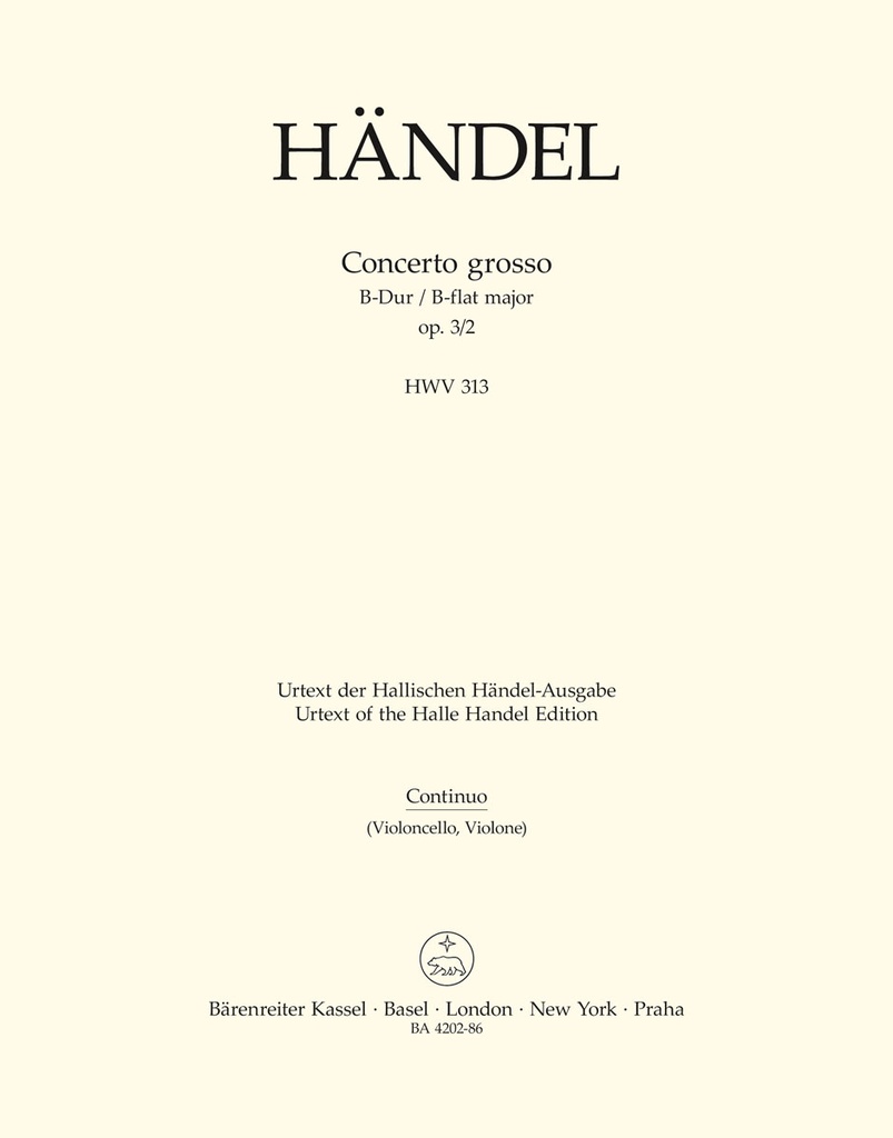 Concerto grosso B-Dur, Op.3/2, HWV.313  (Cello/ Double bass)