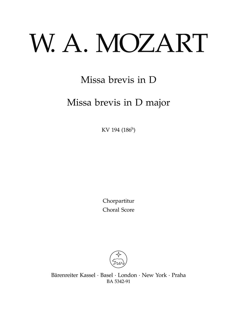 Missa brevis D major, KV.194 (Chorpart.)