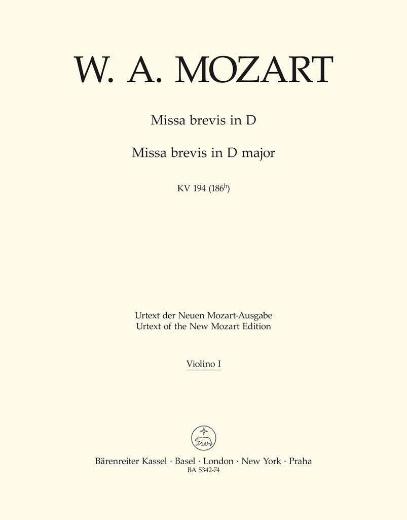 Missa brevis D major, KV.194 (Violin 1 part)