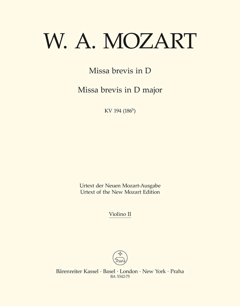 Missa brevis D major, KV.194 (Violin 2 part)