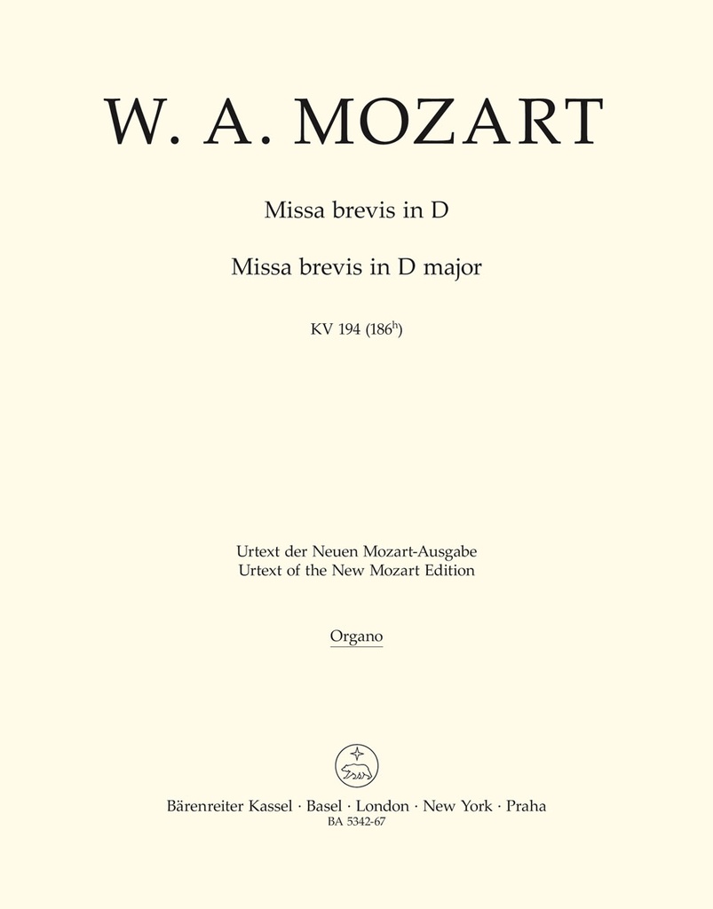 Missa brevis D major, KV.194(Organ part)