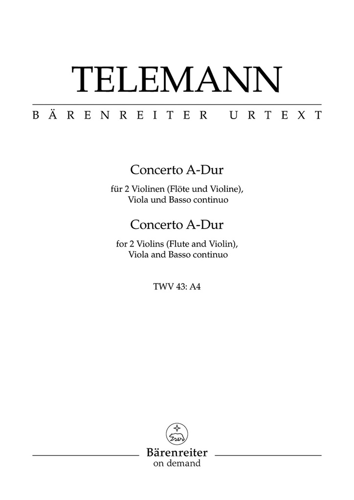 Concerto A major, TWV.43:A4 (Score & parts)