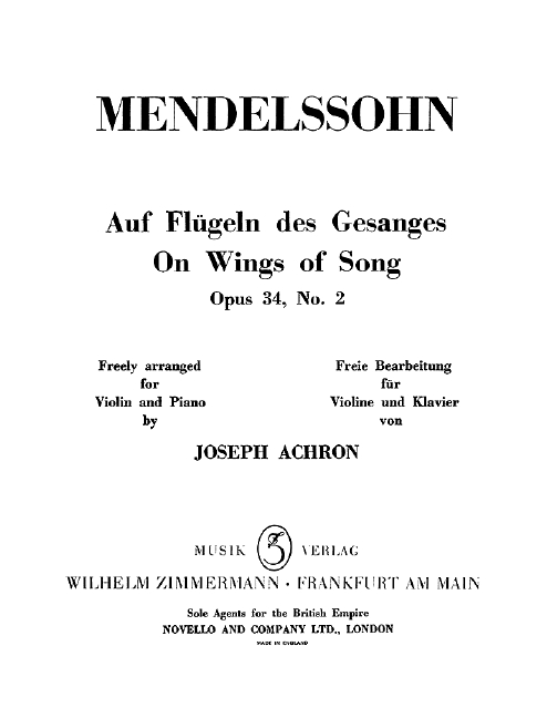 Auf Flügeln des Gesänges, Op.34/2