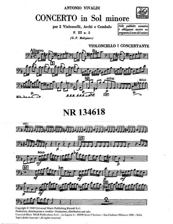 Concerto in sol min., RV.531 (Set parti)