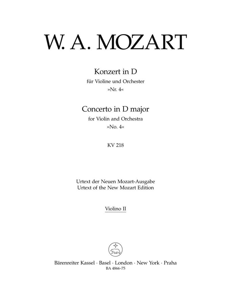 Concerto No.4 D major, KV.218 (Violin 2 part)