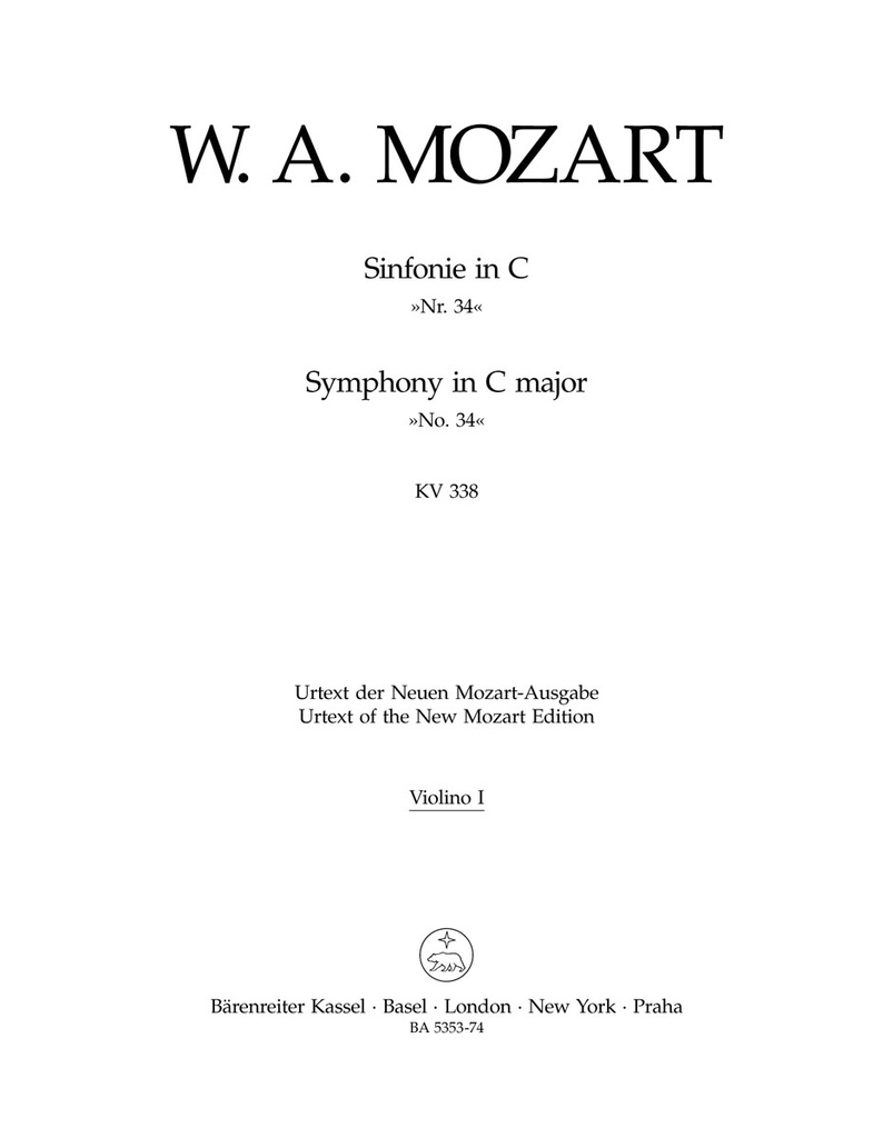 Symphony No.34, KV.338 (Violin 1 part)