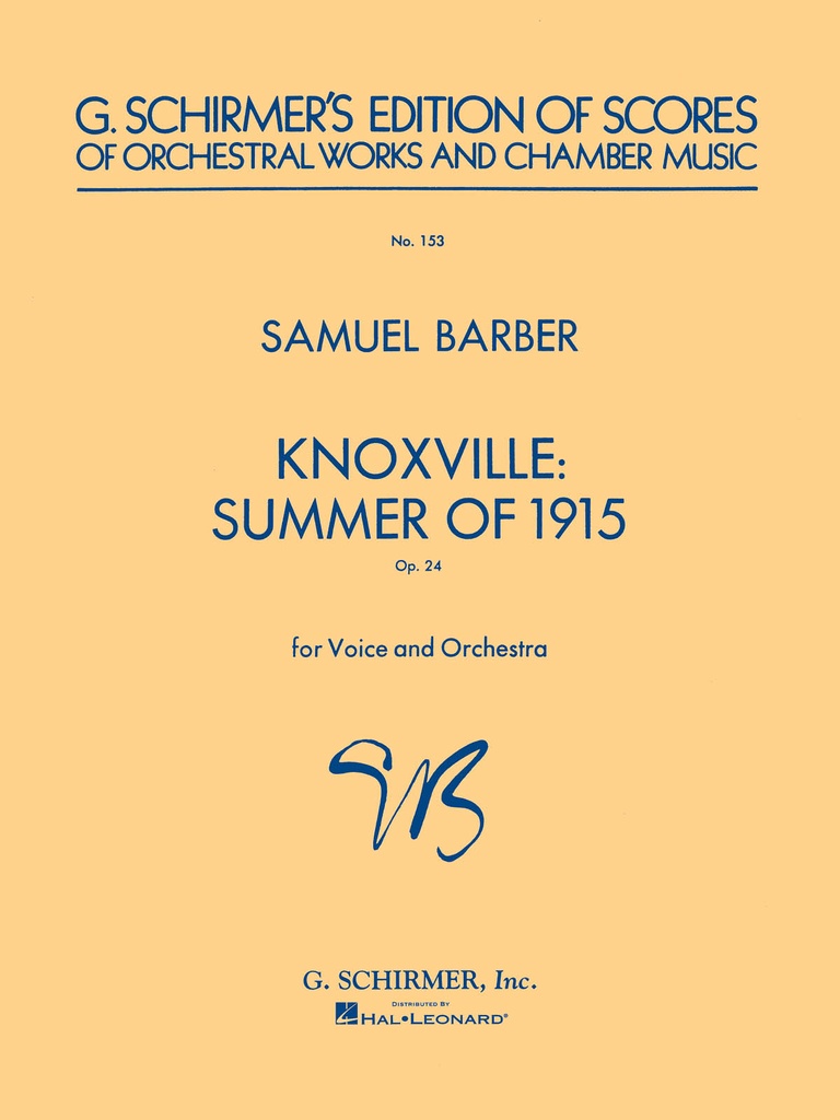 Knoxville, Summer of 1915, Op.24 (Study Score)