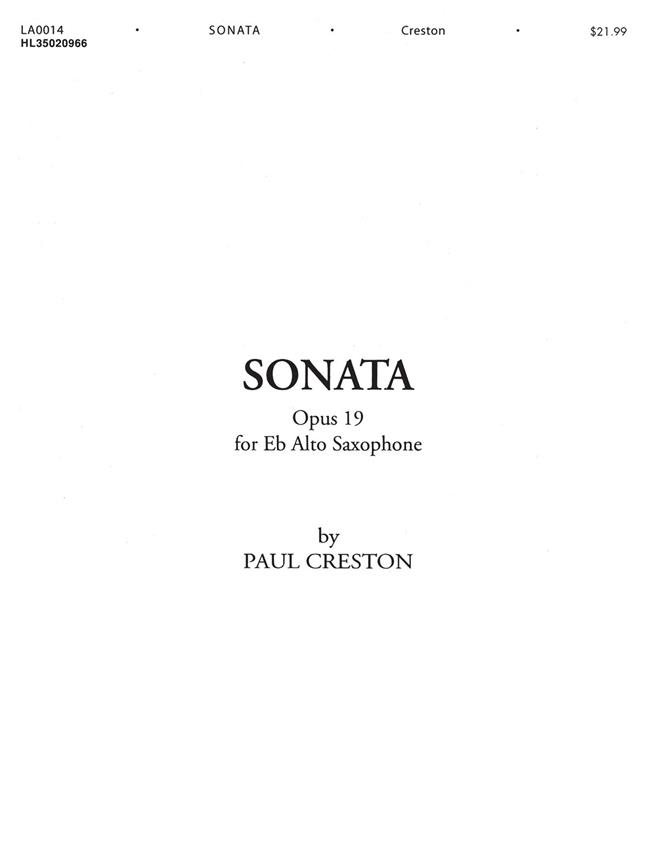 Sonata for Eb Alto Saxophone, Op.19