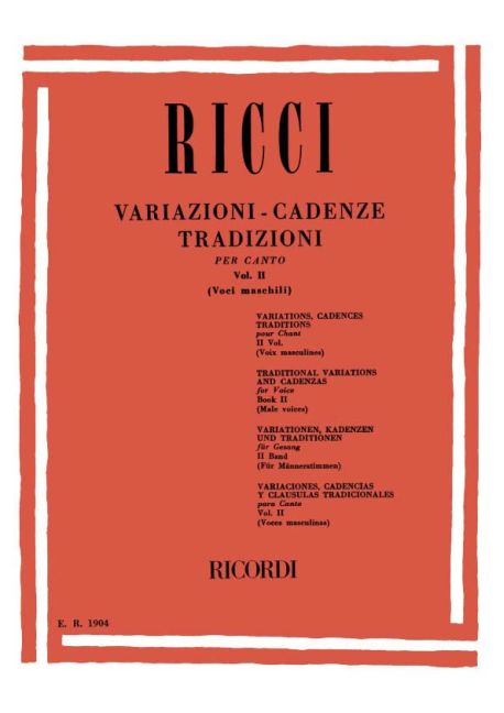 Variazioni-Cadenze Tradizioni per Canto - Vol.2 (Voci maschili)