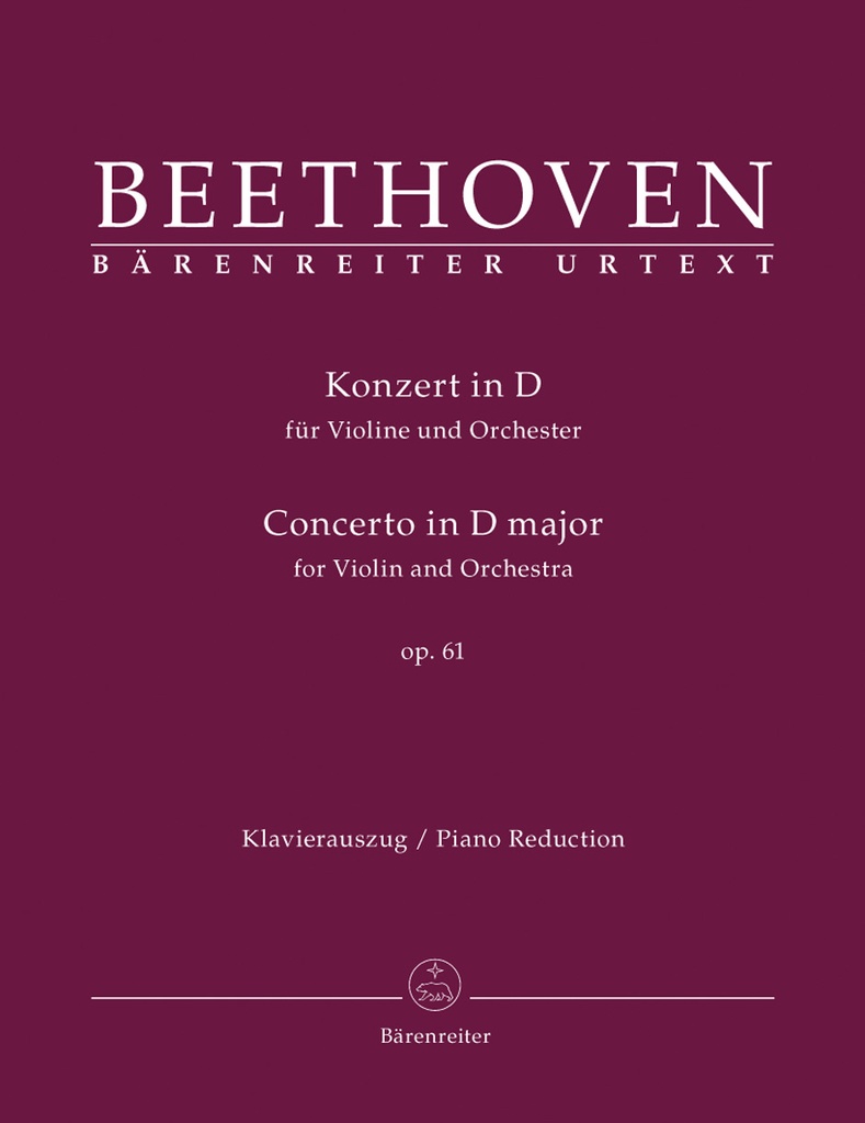 Concerto for Violin and Orchestra D major, Op.61 (Piano reduction)