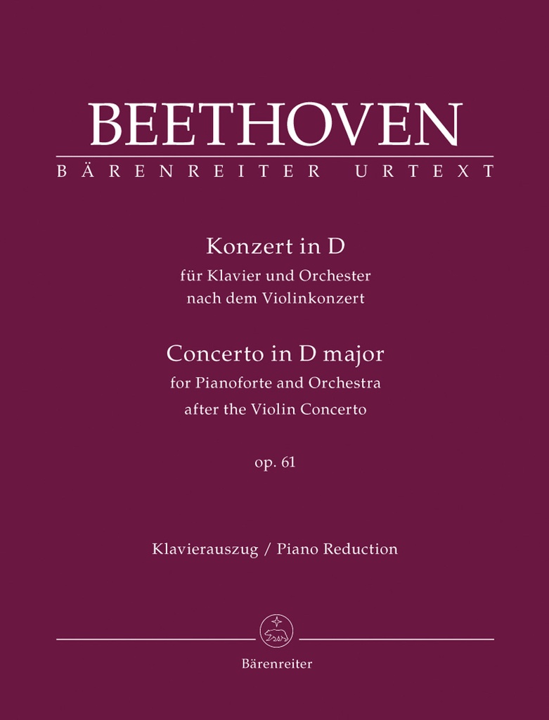 Concerto in D after the Violin concerto, Op.61 (Piano reduction)