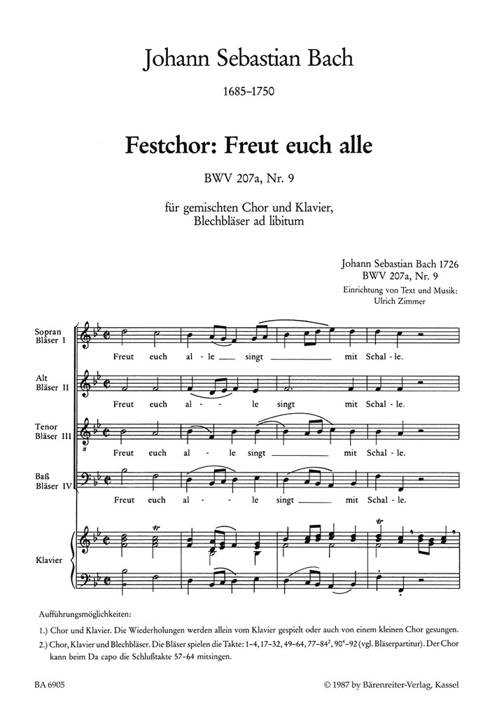 Freut euch alle, BWV.207a/9