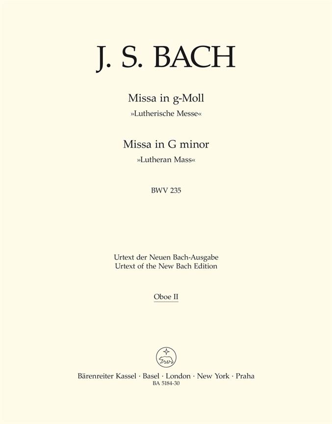 Mass G minor, BWV.235 'Lutheran Mass 3' (Oboe 2)