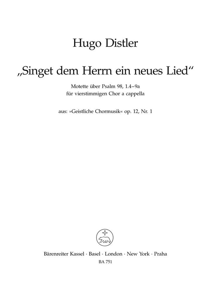 Singet dem Herrn ein neues Lied, Op.12 No.1