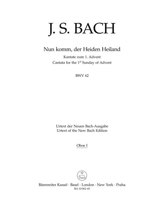 Nun komm, der Heiden Heiland, BWV.62 (Wind parts)