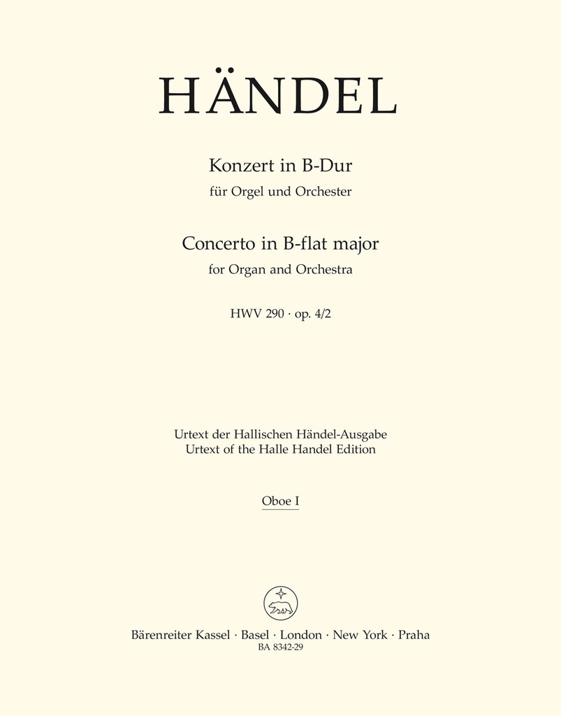 Concerto B major, Op.4/2, HWV.290 (Oboe 1)