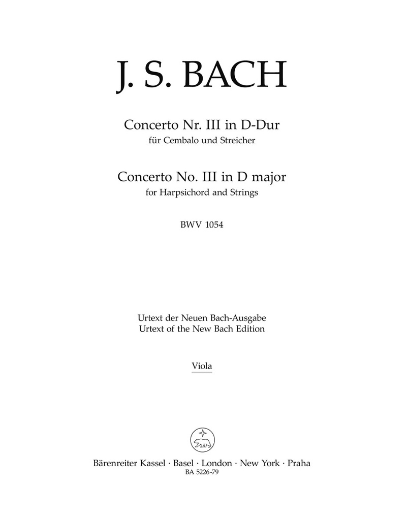 Concerto No.3 in D major, BWV.1054 (Viola part)