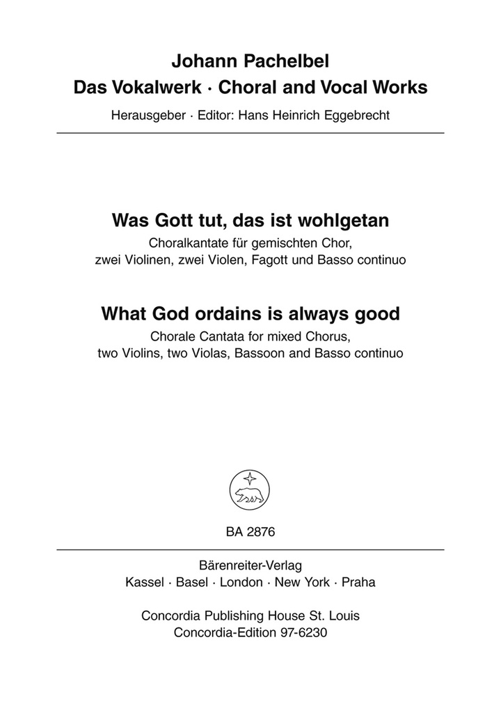 Was Gott tut, das ist wohlgetan (Full score)