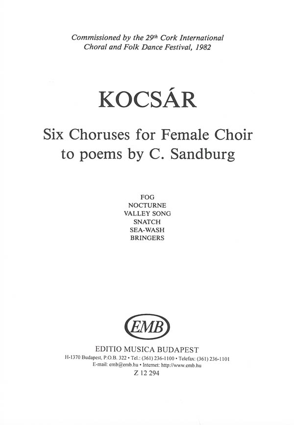 6 Choruses to poems by C. Sandburg