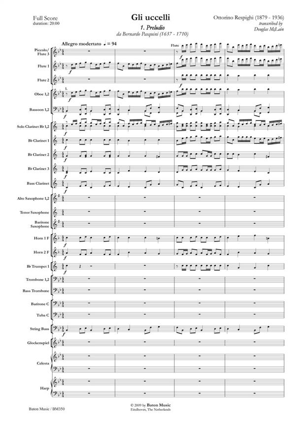 Gli uccelli / The birds (Full score)