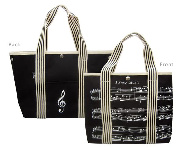 Canvas Tote Bag With Treble Clef/Sheet Music Design (I love music)