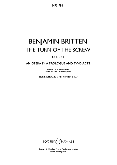 The Turn of the Screw, Op.54 (Study score)