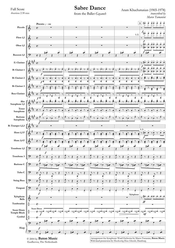 Sabre Dance (Score & parts)