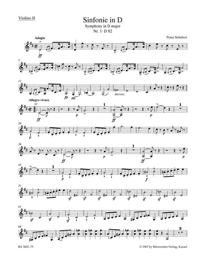 Symphony - No.1 D major, D.82(Violin 2 part)