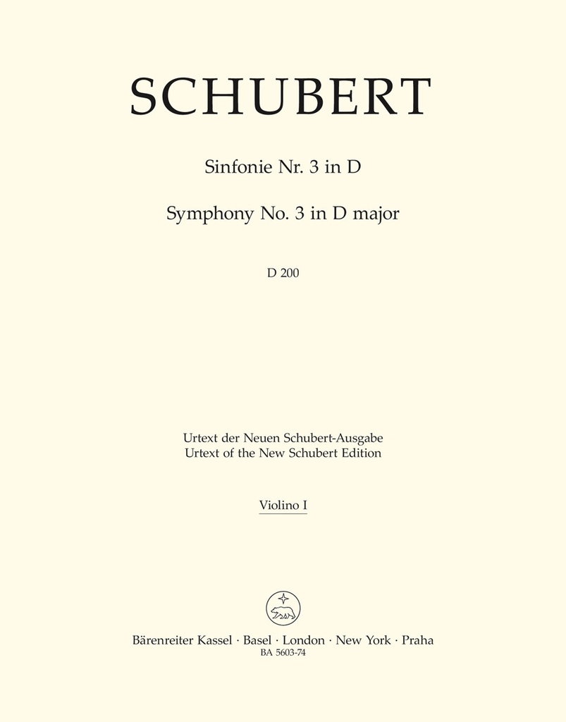 Symphony - No.3, D major, D.200(Violin 1 part)