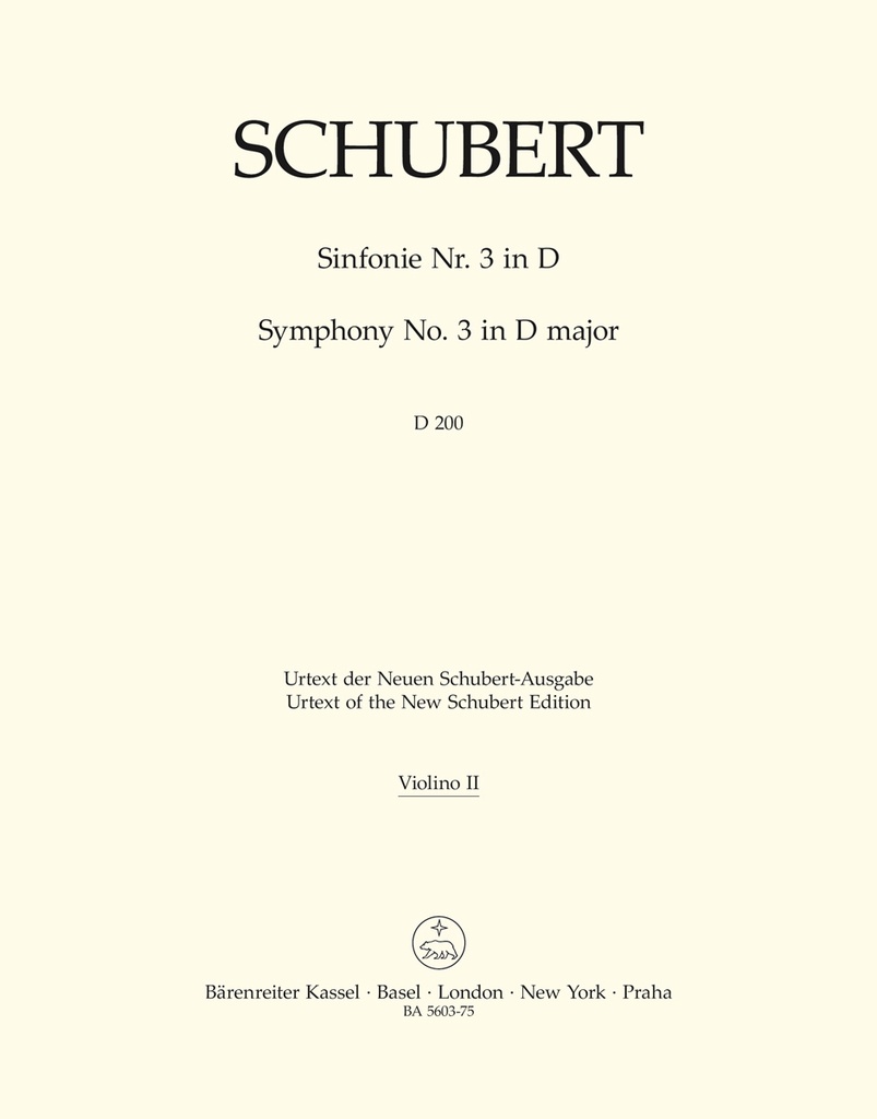 Symphony - No.3, D major, D.200(Violin 2 part)