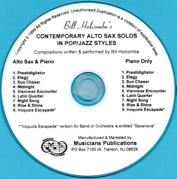 Contemporary alto sax solos in Pop/Jazz style (Cd only)