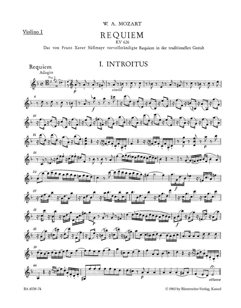 Requiem, KV.626(Violin 1 part)