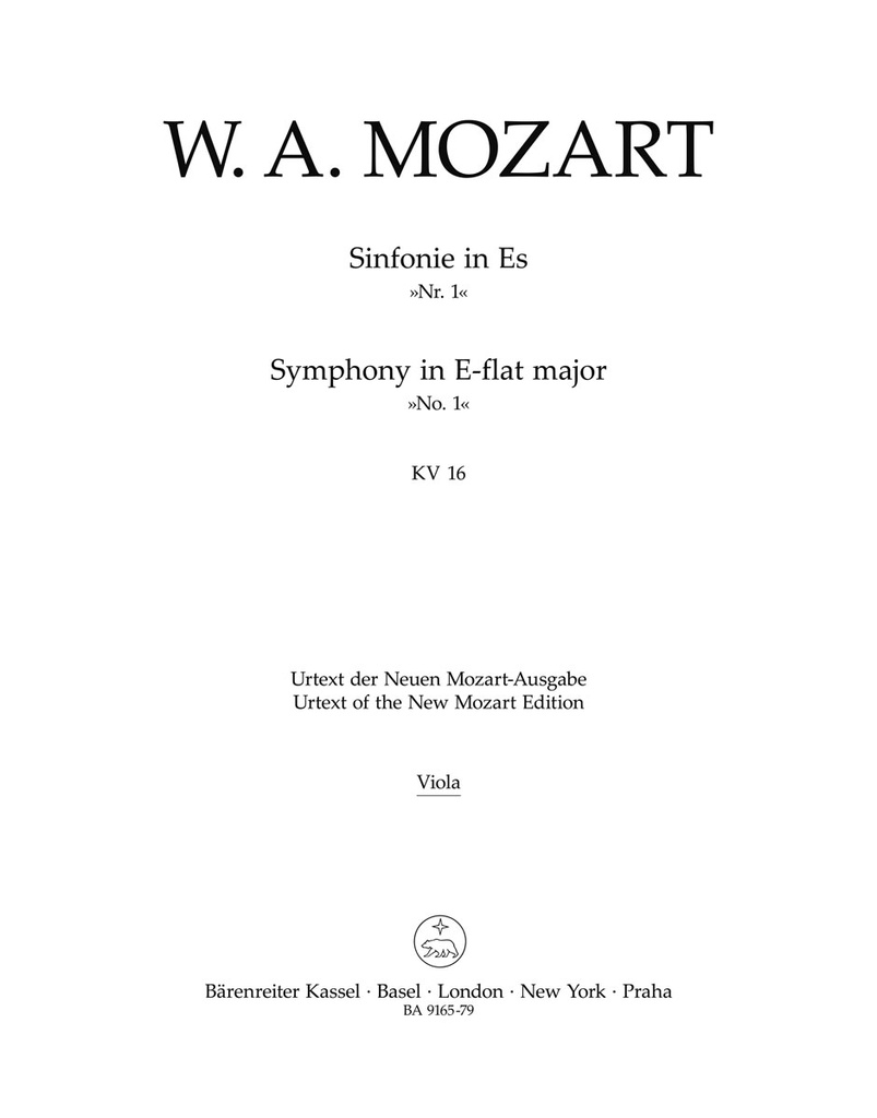 Symphony No.1 E-flat major, KV.16 (Viola part)