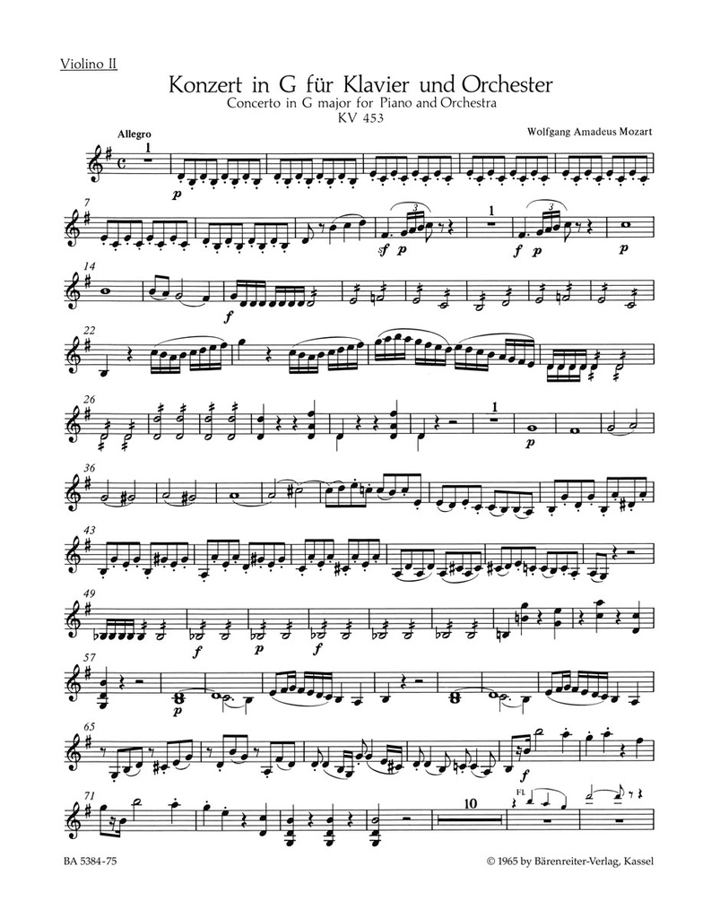 Piano Concerto No.17 G major, KV.453(Violin 2 part)